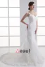 Tulle Ruffle Beading Shoulder Straps Court Train Mermaid Wedding Dress
