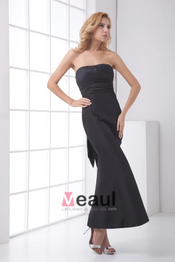 Taffetas De Mode De Robe De Nouveau Bowknot Plisse Sans Manches Cheville Longueur De Demoiselle D'honneur