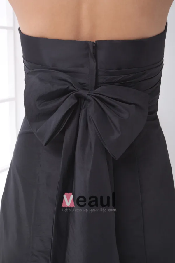 Fashion Taffeta Back Bowknot Pleated Strapless Sleeveless Ankle Length Bridesmaid Dress Fashion Taffeta Back Bowknot Pleated Strapless Sleeveless Ankle Length Bridesmaid Dress