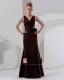 Flowers Satin Ruffles V-Neck Sleeveless Floor Length Bridesmaid Dresses