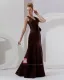 Flowers Satin Ruffles V-Neck Sleeveless Floor Length Bridesmaid Dresses
