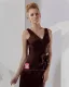 Flowers Satin Ruffles V-Neck Sleeveless Floor Length Bridesmaid Dresses
