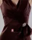 Flowers Satin Ruffles V-Neck Sleeveless Floor Length Bridesmaid Dresses