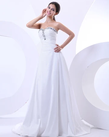 Beading Sweetheart Taffeta Court Empire Bridal Gown Wedding Dress