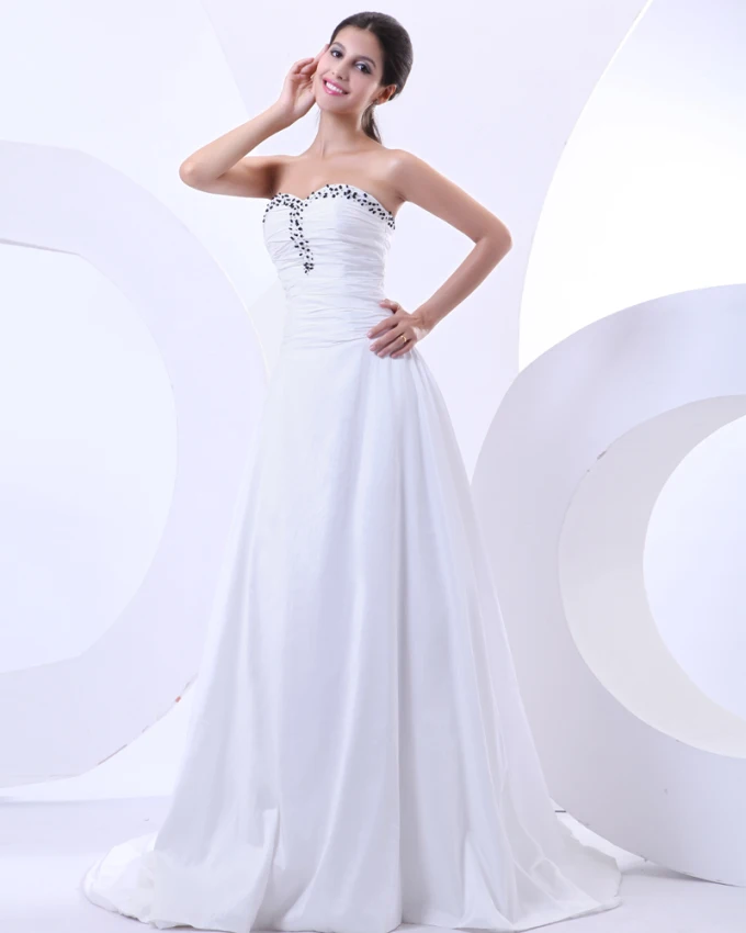 Beading Kjaereste Taffeta Domstol Imperium Brudekjoler Bryllupskjoler