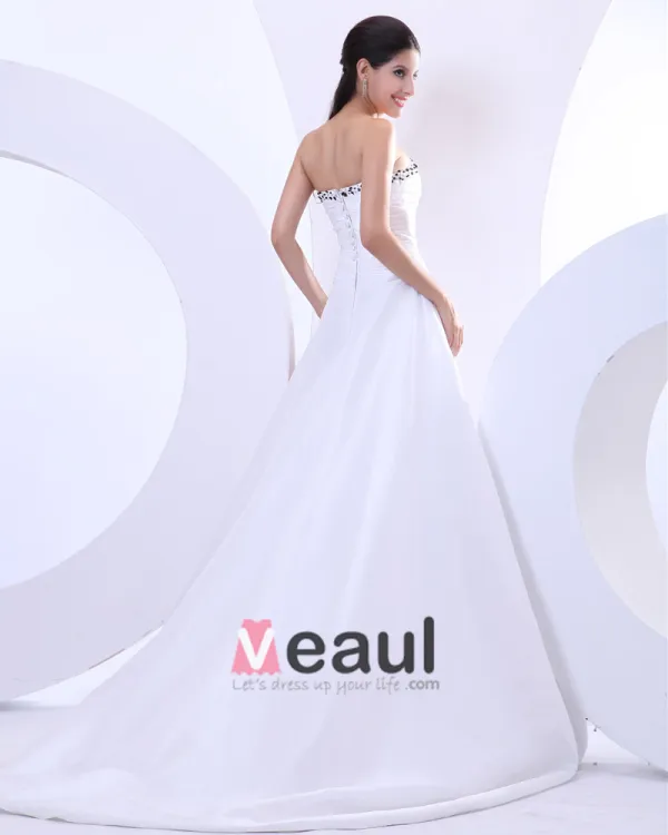 Beading Sweetheart Taffeta Court Empire Bridal Gown Wedding Dress