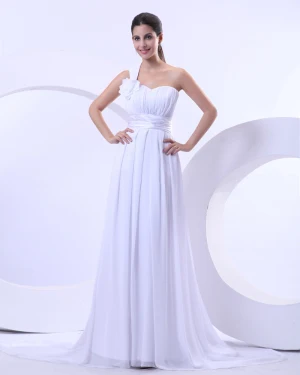 Empire Mousseline De Soie Cherie Chapelle Robe De Mariage De Train D Epaule