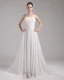 Mode Charmeuse Mousseline De Soie Perles Longueur De Plancher Robe De Mariée Empire Bretelles