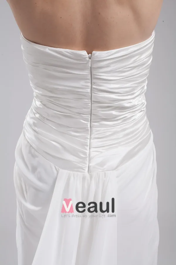 Fashion Chiffon Charmeuse Pleated Sweetheart Court Train Floor Length Empire Wedding Dress