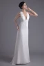 Fashion Chiffon Flower V Neck Floor Length Brush Train Empire Wedding Dress
