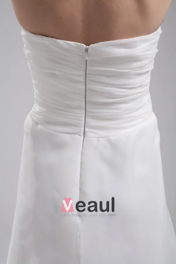 Fashion Organza Charmeuse Pleated Sweetheart Court Train Floor Length Empire Wedding Dress