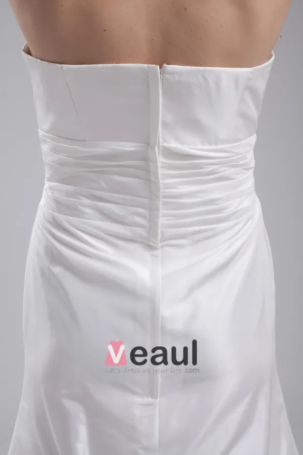 Mode Taffetas Longueur De Plancher De Robe De Mariée Bustier Empire Plisse