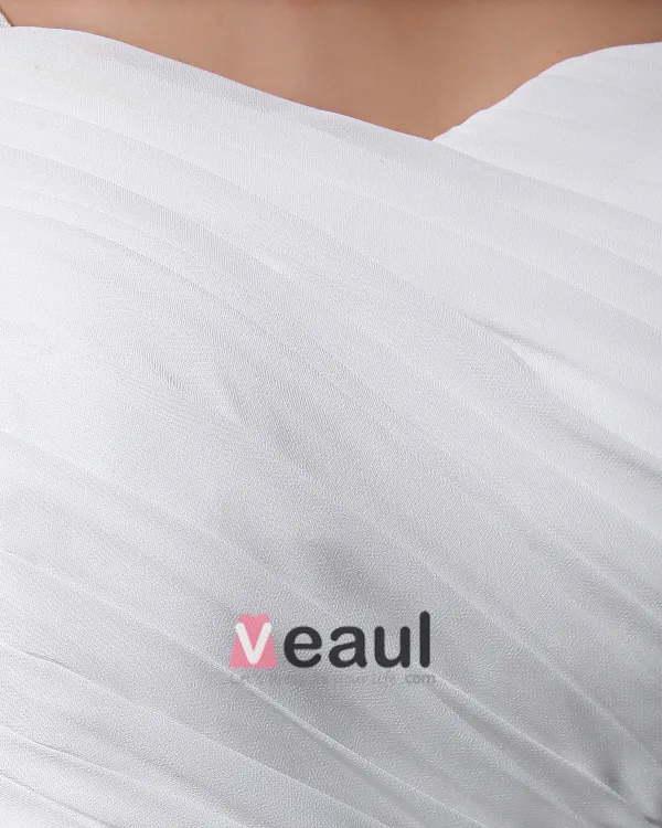 Einen Schulter Plissierte Bodenlangen Chiffon Frau Reich Hochzeitskleid