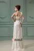 One Shoulder Sleeveless Zipper Pleated Flower Printed Floor Length Lace Woman Empire Wedding Dress