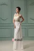One Shoulder Sleeveless Zipper Pleated Flower Printed Floor Length Lace Woman Empire Wedding Dress