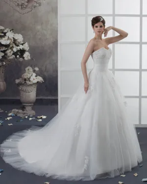 Organza Applique Kralen Geliefde Kapel Rijk Bruidsjurken Trouwjurken