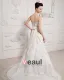 Perfect Strapless Sleeveless Chapel Train Satin Lace Empire Wedding Dress