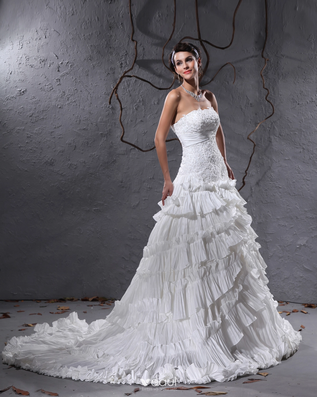 Backless Ruffle Layered Sleeve Wedding Dress  Sleeve wedding dress, White  wedding dresses, Backless