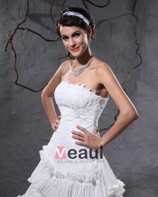 Volants Couches Dentelle Tribunal Empire Robe De Mariée De Mariage De Robe