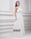Spaghetti Straps Floor Length Beading Pleated Chiffon Empire Wedding Dress