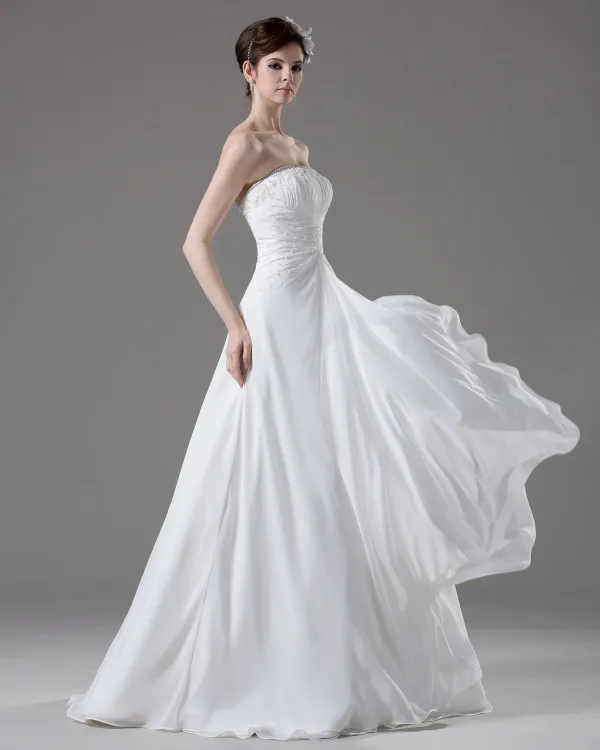 lace and chiffon empire waist strapless maternity wedding dress