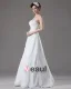 Longueur De Plancher En Mousseline De Soie Robe De Mariée Empire Plissee Perles Bretelles