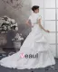 Taffeta Ruffles Beading Applique Court Empire Bridal Gown Wedding Dress