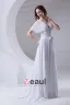 V Cou De Ruche De Longueur De Plancher En Mousseline De Soie Robe De Femme De Mariée Empire