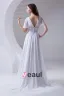 V Cou De Ruche De Longueur De Plancher En Mousseline De Soie Robe De Femme De Mariée Empire