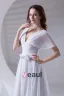 V Cou De Ruche De Longueur De Plancher En Mousseline De Soie Robe De Femme De Mariée Empire