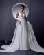 V-ausschnitt Ärmellos Einreiher Bodenlange Sicke Rüschen Chiffon- Frau Reich Hochzeitskleid