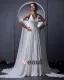 V-ausschnitt Ärmellos Einreiher Bodenlange Sicke Rüschen Chiffon- Frau Reich Hochzeitskleid