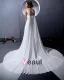 V-ausschnitt Ärmellos Einreiher Bodenlange Sicke Rüschen Chiffon- Frau Reich Hochzeitskleid