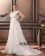 Chiffon Beads Ruffles V Neck Court Plus Size Bridal Gown Wedding Dress