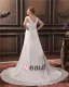 Chiffon Beads Ruffles V Neck Court Plus Size Bridal Gown Wedding Dress