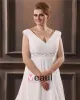 Chiffon Perlen Rüschen V-ausschnitt Gericht Große Größen Brautkleider Hochzeitskleid