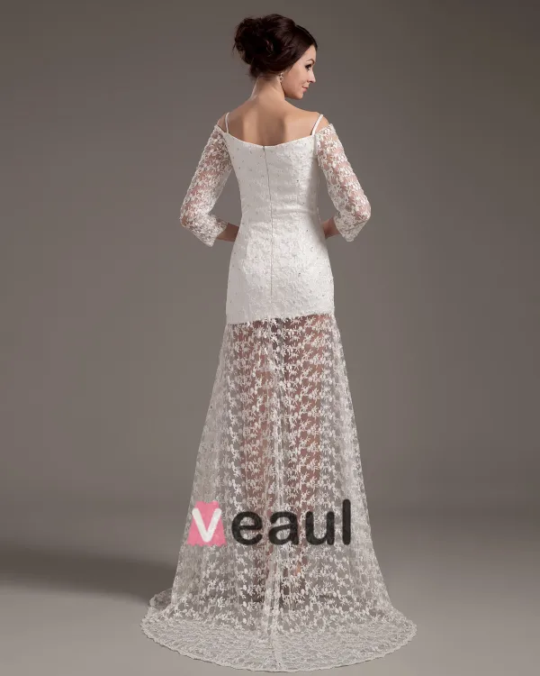 Beautiful A-Line Sweetheart Satin Lace Short Mini Wedding Dress