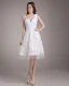 Elegant Applique Rüschen Ein Schultergurt Knielangen Satin Garn Brautkleider Mini