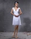 Elegant Satin Lace V Neck Knee Length Short Mini Wedding Dress