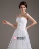 Elegant Strapless Applique Satin Yarn Short Wedding Dresses