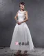 Elegante Garen Charmeuse Kralen Ronde Hals Mini Korte Bruidsjurken Trouwjurken