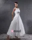 Elegante Garen Charmeuse Kralen Ronde Hals Mini Korte Bruidsjurken Trouwjurken