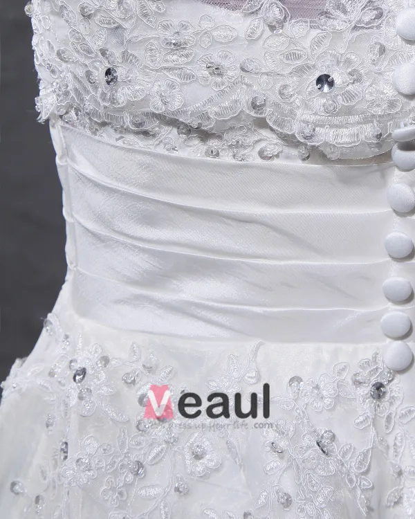 Elegante Garen Charmeuse Kralen Ronde Hals Mini Korte Bruidsjurken Trouwjurken
