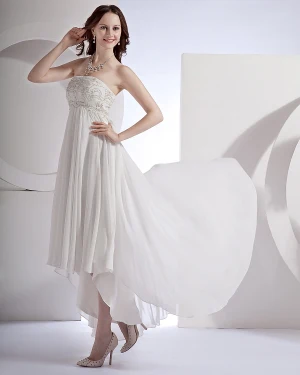 Mini Robe Graduation Des Robes De Mariée Robe De Mariée Broderie Volant De La Longueur De Plancher En Mousseline De Soie Satin
