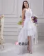 Fashion Applique Beading Floor Length Spaghetti Strap Satin Organza Lace Asymmetric Mini High Low Wedding Dress