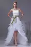 Fashion Lace Satin Organza Silk Bowknot Strapless Asymmetrical Short Mini Wedding Dresses