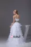 Fashion Lace Satin Organza Silk Bowknot Strapless Asymmetrical Short Mini Wedding Dresses