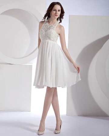 Creux Out Organza Dentelle Mousseline Mini Robe De Mariage Nuptiale De Robe Licou