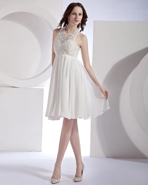 slim fit dress slacks BABARONI Halter Sweetheart Chiffon Short Dressses Ivory, Ivory / US0