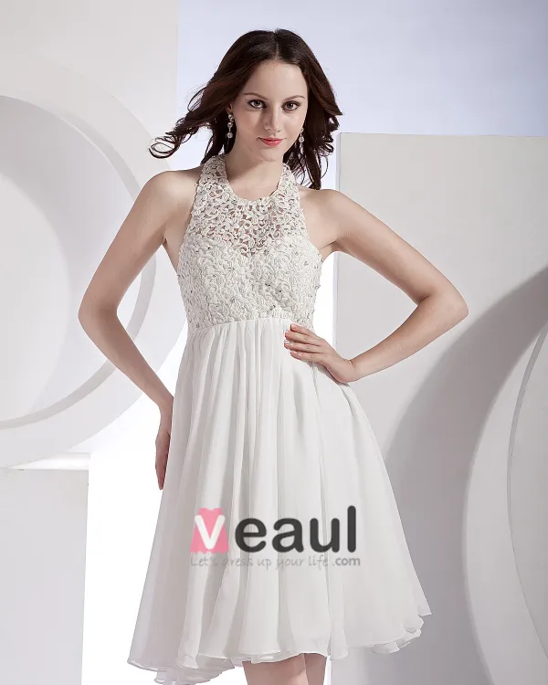 Creux-out Organza Dentelle Mousseline Mini Robe De Mariage Nuptiale De Robe Licou